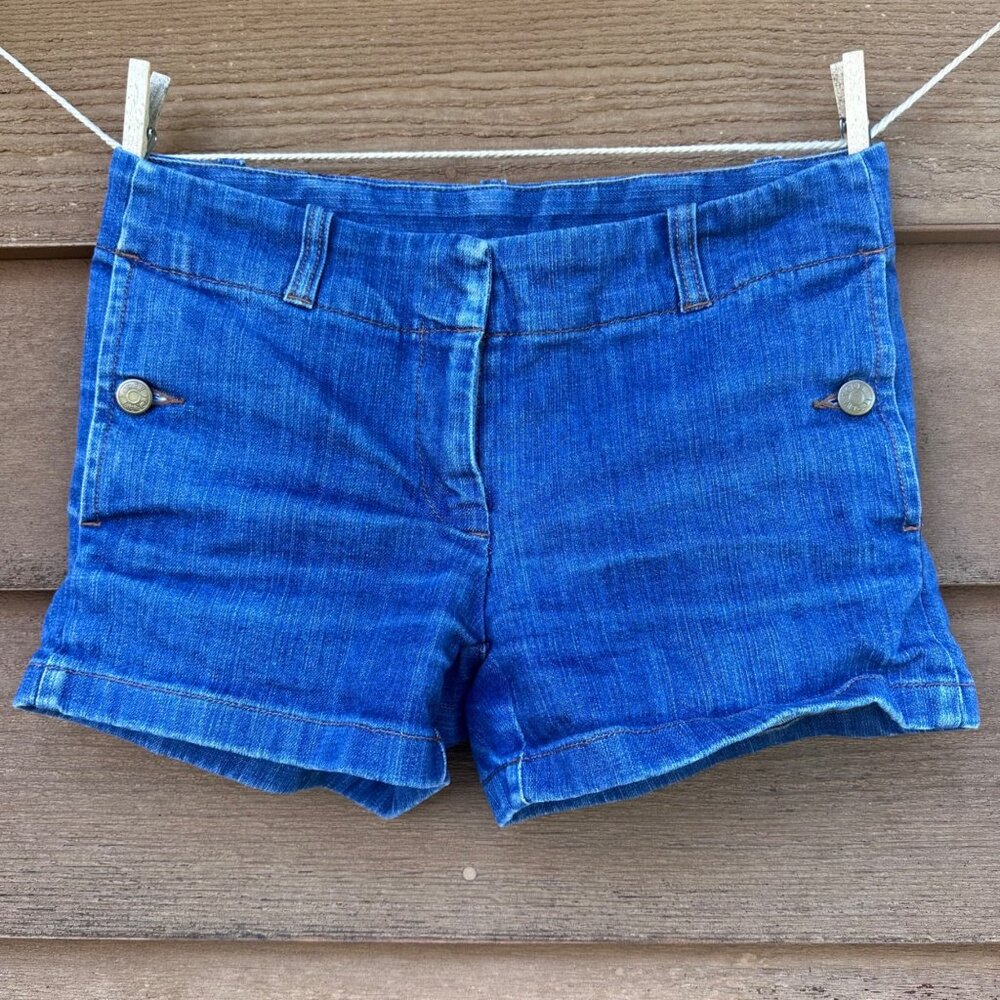 J Crew Womens Denim Shorts Size 2 With Front & Back Pockets Button Details Cotto